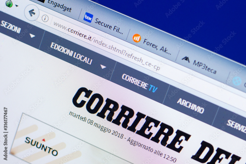 Ryazan, Russia - May 08, 2018: Corriere Della Sera website on the display  of PC, url - Corriere.it. Stock Photo | Adobe Stock