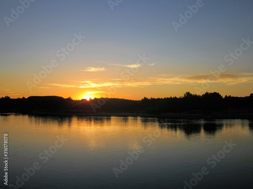 Sunset over Vistula river. Kazimierz Dolny  Poland  Europe