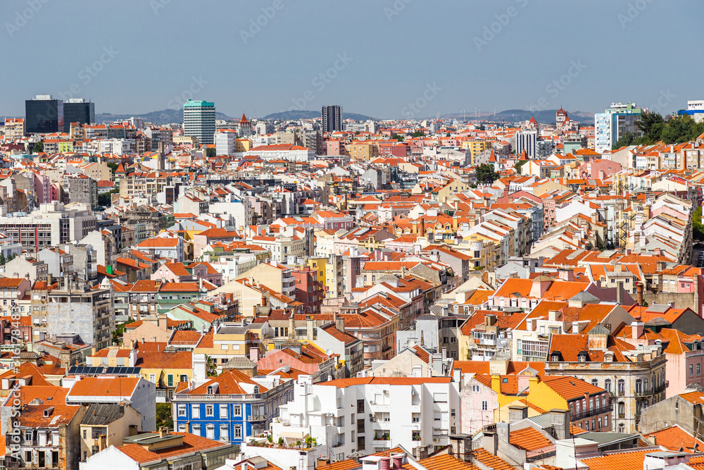Roofs of an old district of Lisbon, Portugal