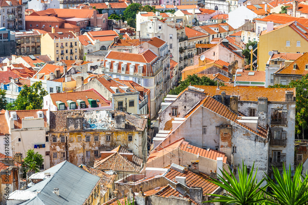 Roofs of the Alfama district of Lisbon, Portugal