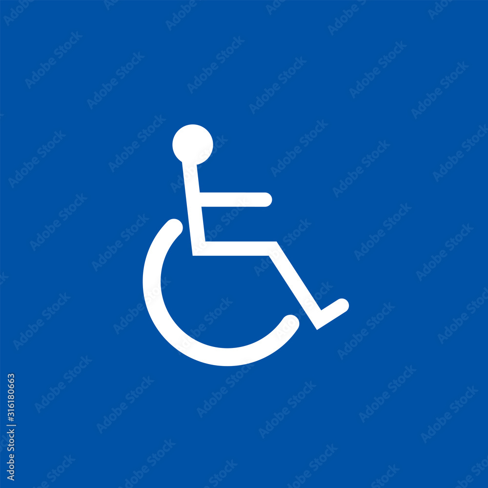 Disabled flat vector icon isolated on a blue background. Disabled flat vector icon isolated on a blue background.