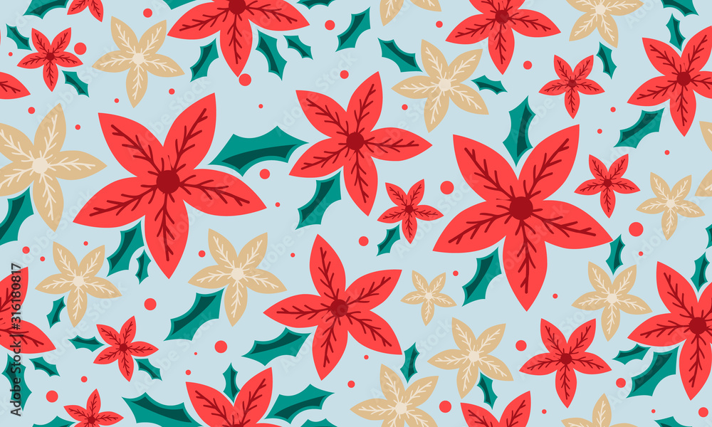 Red flower background for elegant Christmas concept, with beautiful drawing of leaf and flower. Red flower background for elegant Christmas concept, with beautiful drawing of leaf and flower.