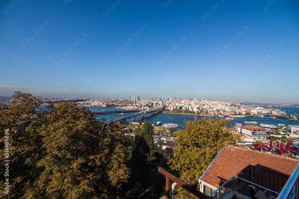 ISTANBUL, TURKEY - October, 2019: Istanbul city view. Travel destination of Istanbul old city.