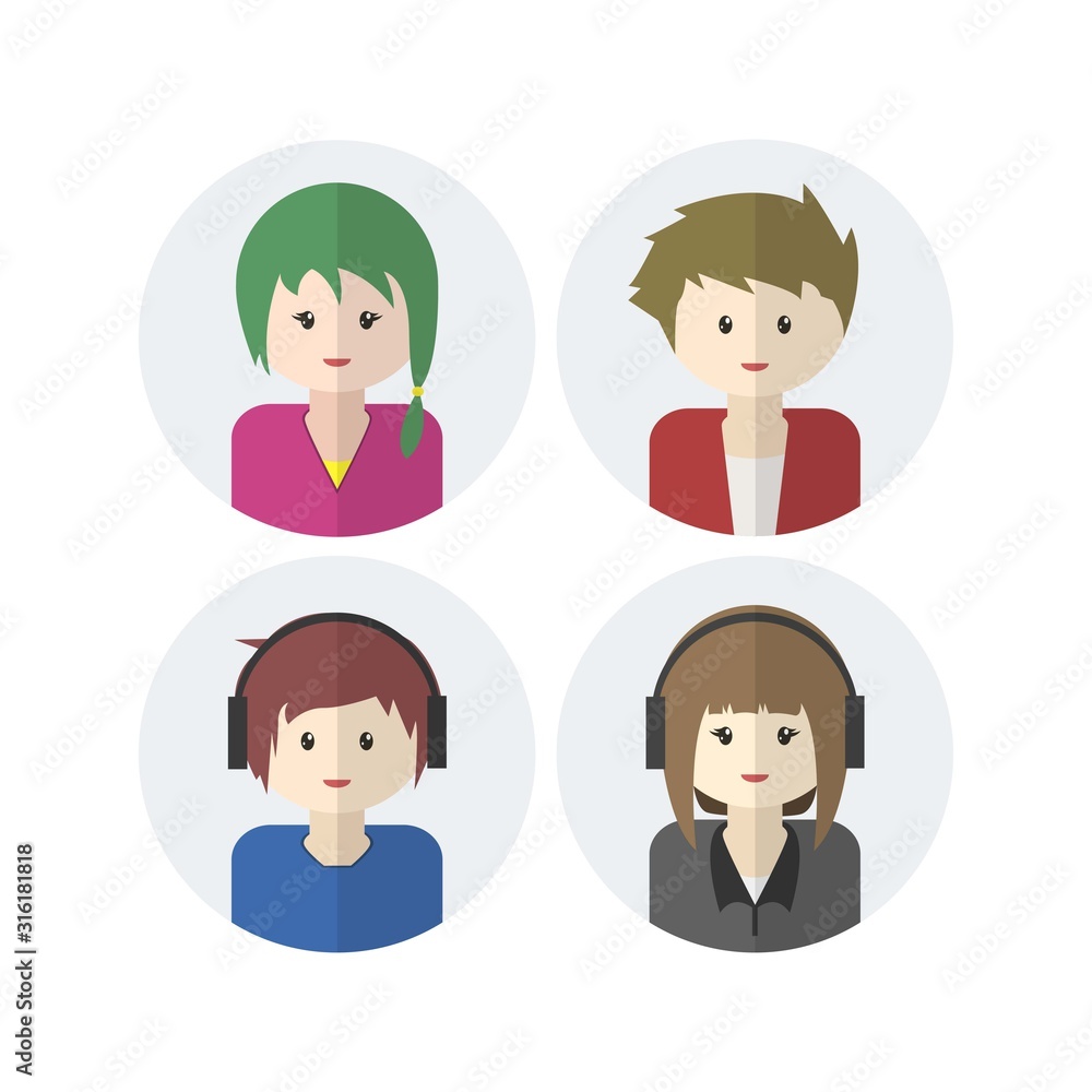 Character avatars set, collection of flat design avatars Character avatars set, collection of flat design avatars