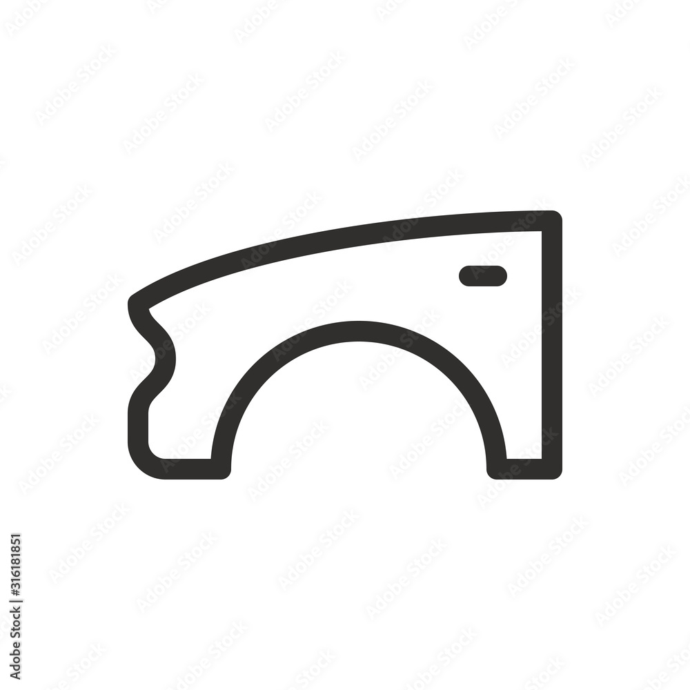 Car fender outline vector icon Car fender outline vector icon