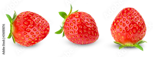 Fototapeta Naklejka Na Ścianę i Meble -  set strawberry Fresh piece collection set .healthy fruit red strawberry on white background isolated.Collection. Clipping Path