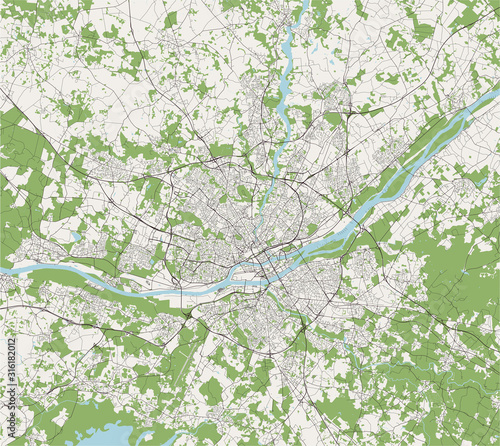 map of the city of Nantes, France