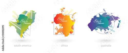 Abstract modern graphic elements. Maps colored forms and line. Gradient abstract banners with maps. Template design for any presentation. Vector illustration.