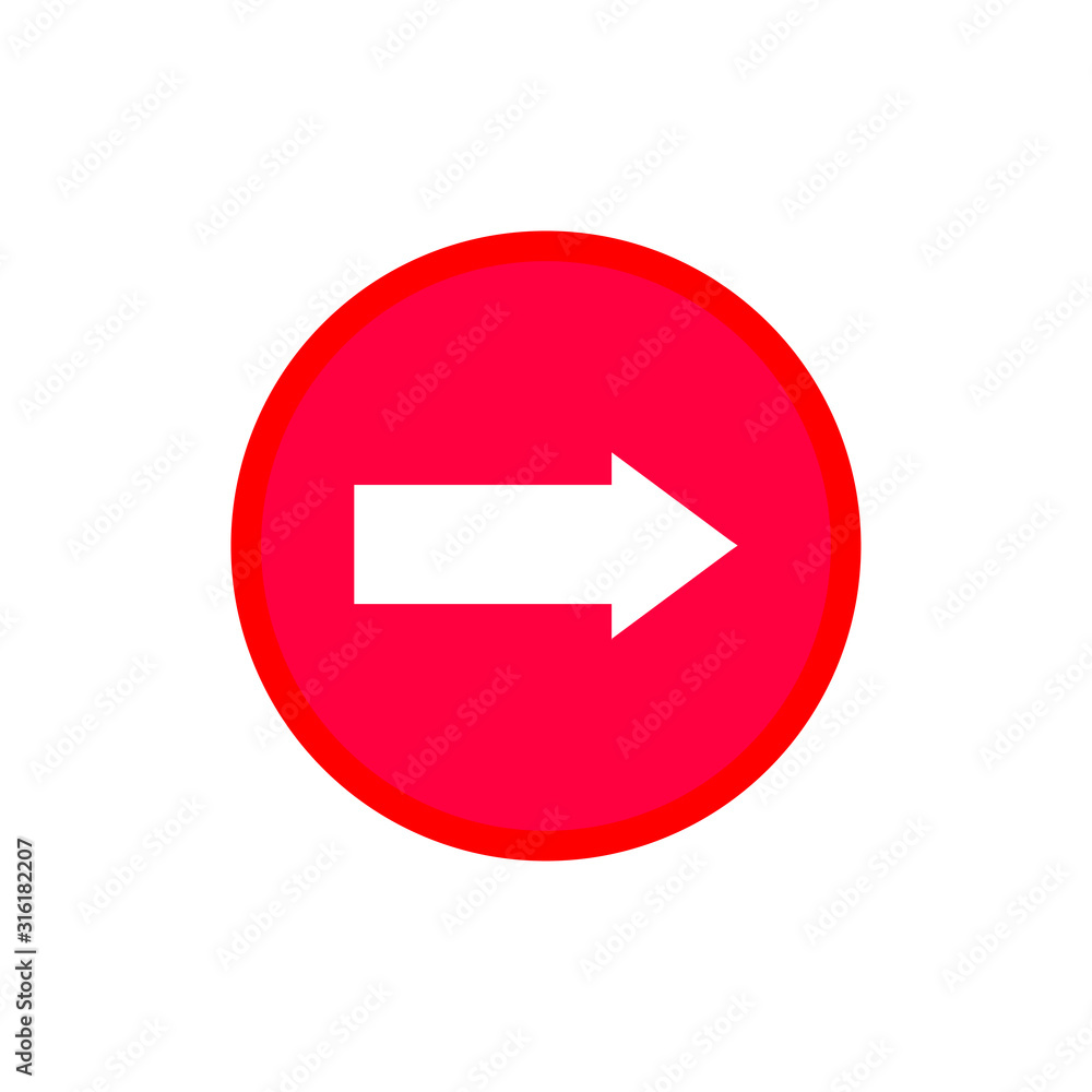 Red right arrow flat vector icon isolated on a white background. Red right arrow flat vector icon isolated on a white background.