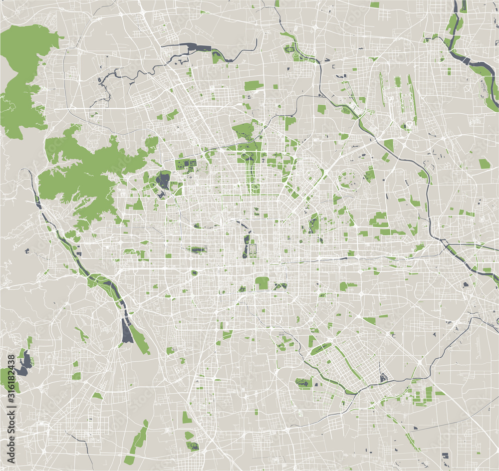 Fototapeta premium map of the city of Beijing, China