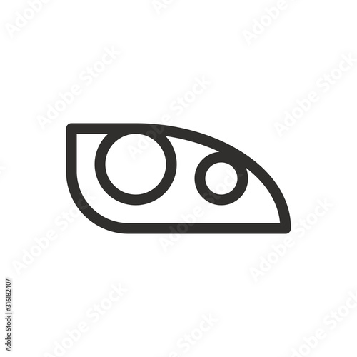 Car headlight isolated icon, car head lamp outline vector icon