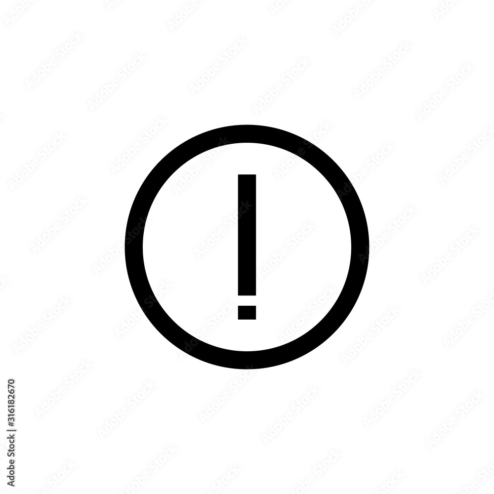 Exclamation mark flat vector icon isolated on a white background. Exclamation mark flat vector icon isolated on a white background.