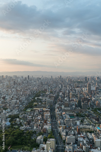 Cityscapes of the skyline in Osaka, Japan