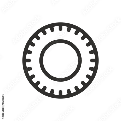 Car tire outline icon, automobile tires isolated vector icon