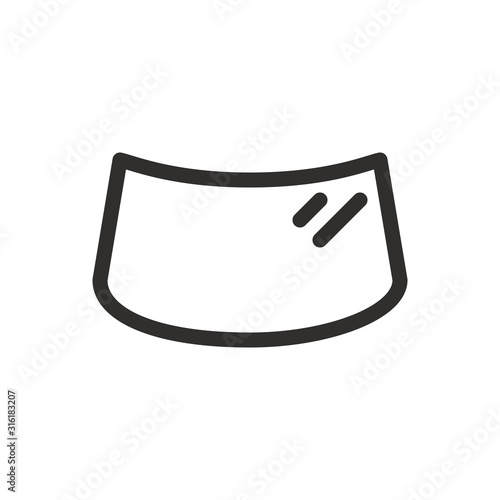 Car windshield outline icon, car front glass isolated vector icon