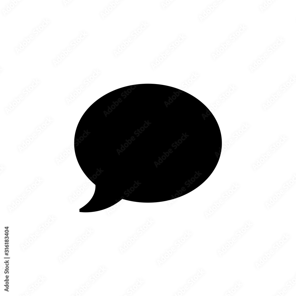 Black speech bubble flat vector icon isolated on a white background. Black speech bubble flat vector icon isolated on a white background.