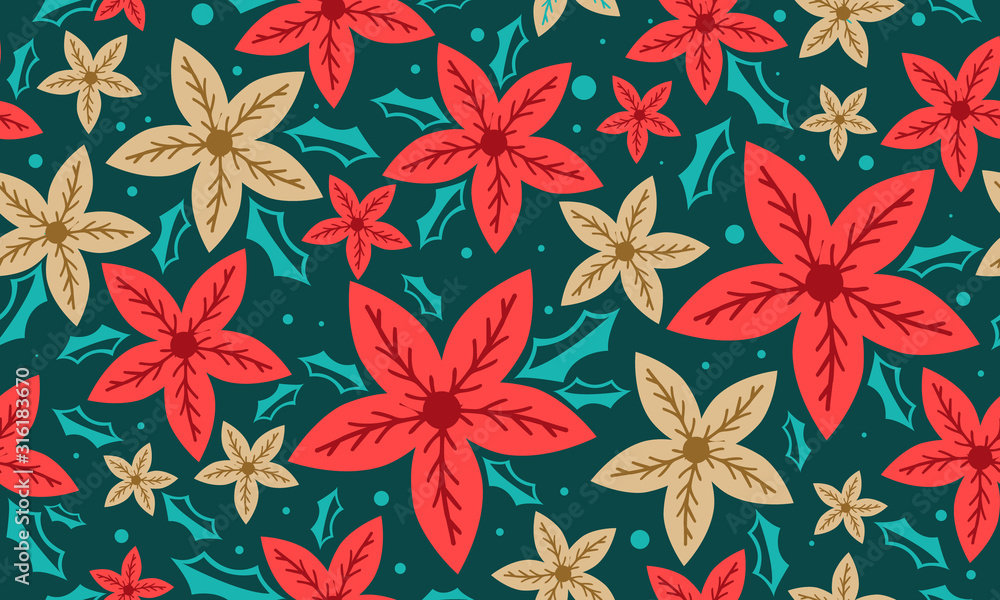 Elegant red flower pattern background for Christmas, with leaf and flower design. Elegant red flower pattern background for Christmas, with leaf and flower design.