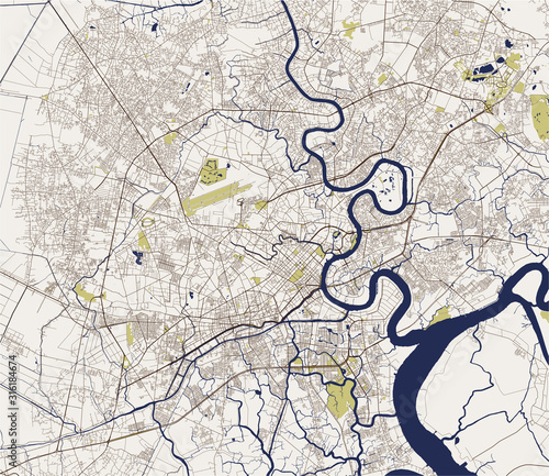 Fotografie, Obraz map of the city of Ho Chi Minh City, Vietnam
