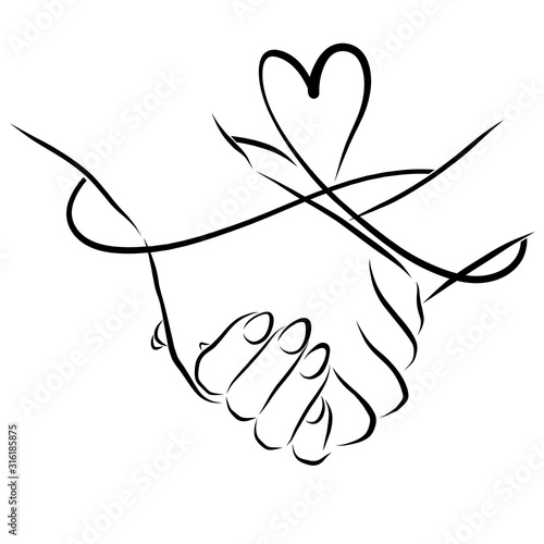 he and she hold hands bound by infinity with the heart