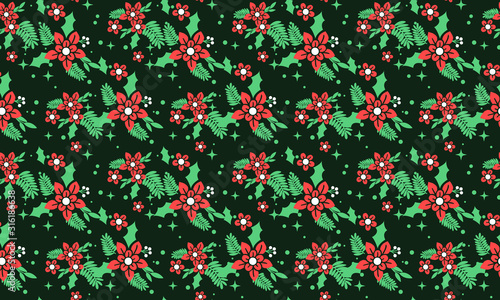 Flower background for Romantic Christmas, with beautiful leaf and flower design concept.