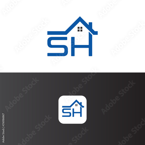 SH Letter Real estate logo Design Template Vector
