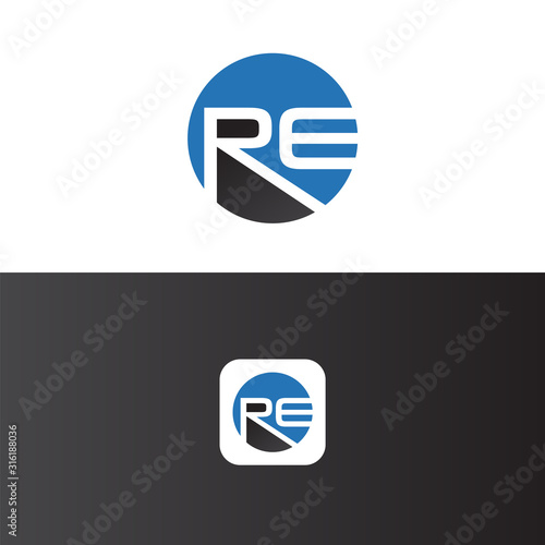 RE Letter Logo Design Template Vector