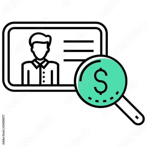 Creditworthiness Scan and Review Process Concept,  Verifying Personal credit ratings Line Icon, Examining personal credit history, Financial report, Determine credit worthiness on white background