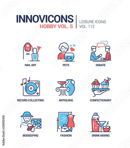 Hobby and activities - line design style icons set © Boyko.Pictures