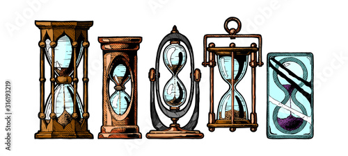 Set of different sandglass.