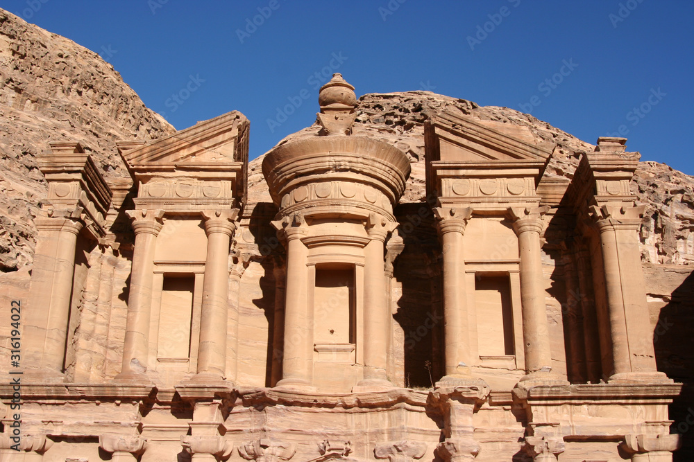 Top of the Monastry, great sepulcher in Petra, Jordan