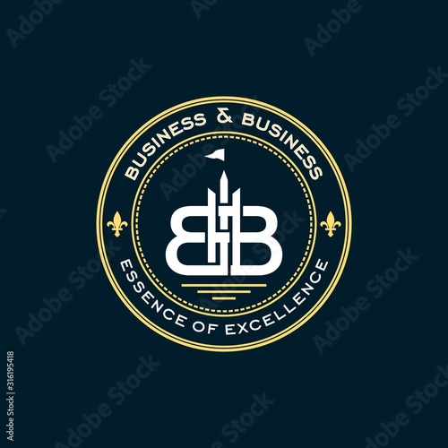 letter bb logo design inspiration . BB kingdom castle logo design template . stamp vector logo design