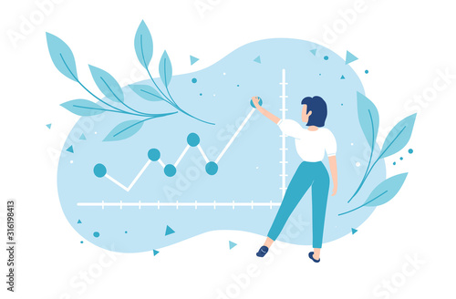 Strategic Business Development Consultant. Concept top manager woman improves financial performance on chart. Success and goal achievement.