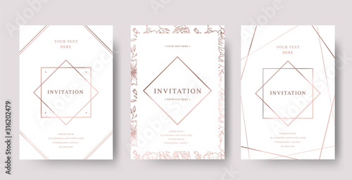 Vintage rose gold luxury vector invitation card