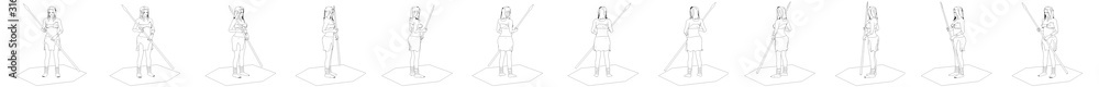 3D rendering, warrior character, illustration 3D rendering, warrior character, illustration