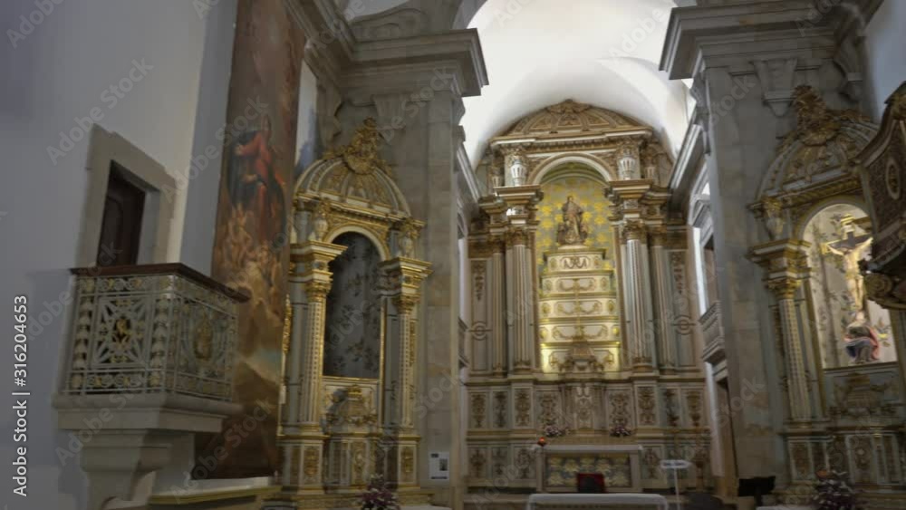 Interior of Church of Mercy or Igreja da Misericordia in Viseu, Portugal, panorama view 4k Interior of Church of Mercy or Igreja da Misericordia in Viseu, Portugal, panorama view 4k