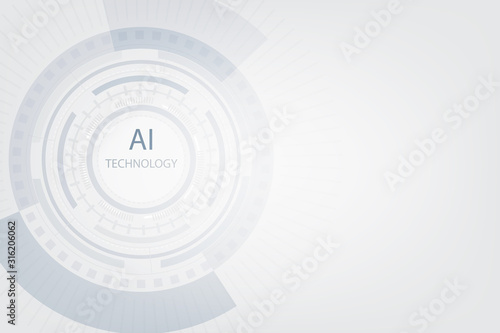 white and gray technology with AI, high tech abstract background