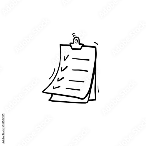 hand drawn Clipboard icon design template with doodle style cartoon isolated