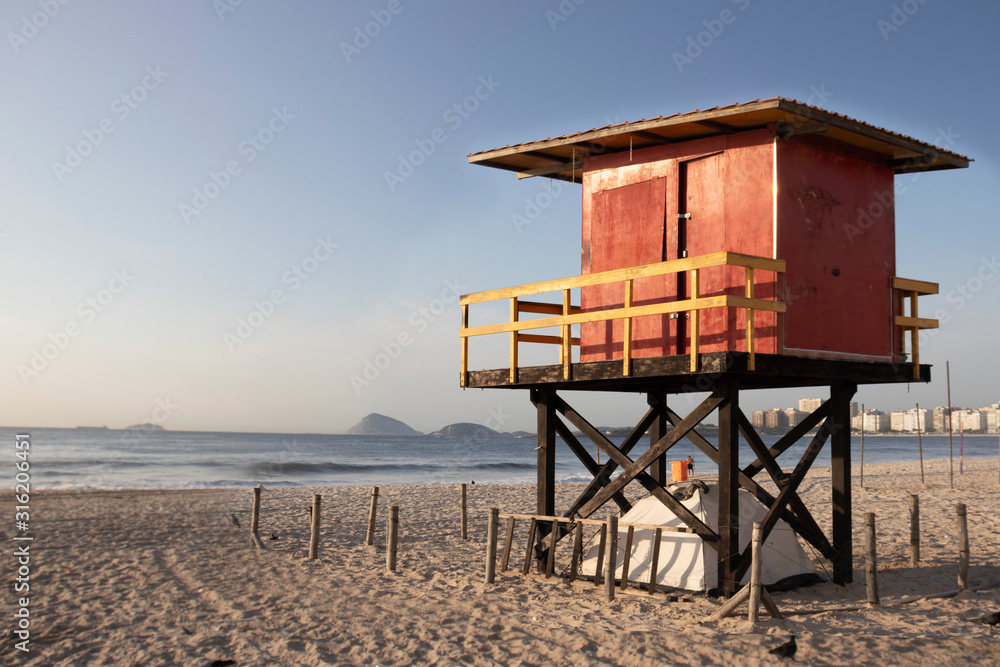 Lifeguard rescue tower in Copacabana Beach Lifeguard rescue tower in Copacabana Beach