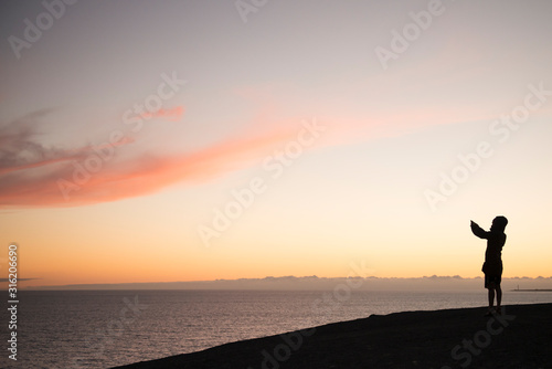 woman at sunset