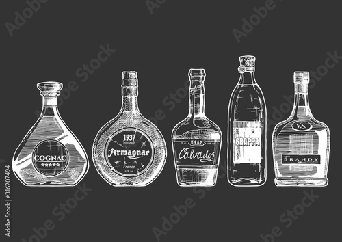 illustration of different brandies types