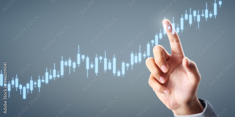 Businessman plan graph growth and increase of chart positive indicators Businessman plan graph growth and increase of chart positive indicators