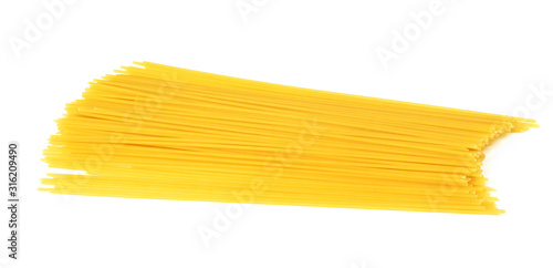 Italian spaghetti isolated on white background.
