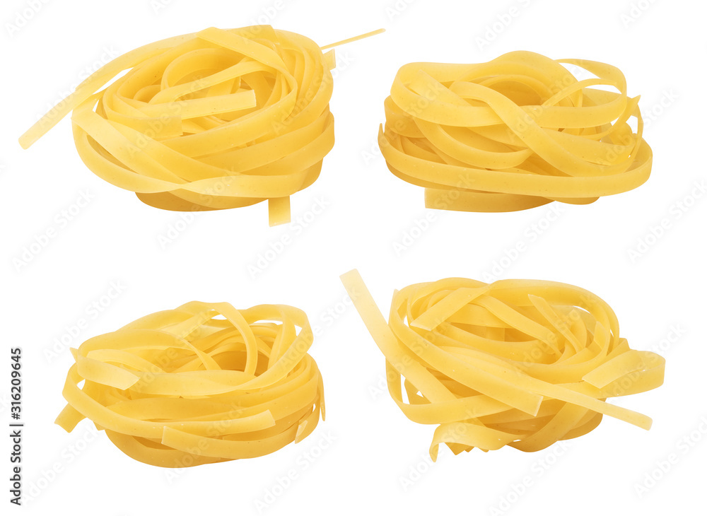 Raw round pasta isolated on white background Raw round pasta isolated on white background