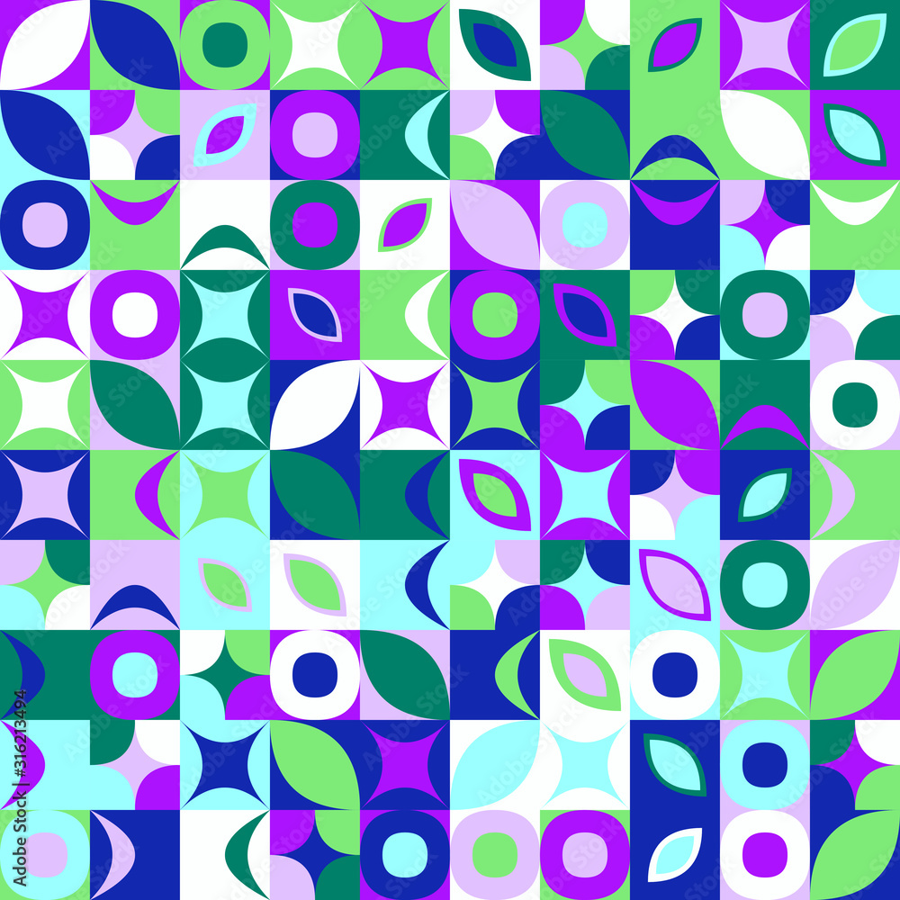 Chaotic curved shape pattern background - abstract colorful vector graphic
