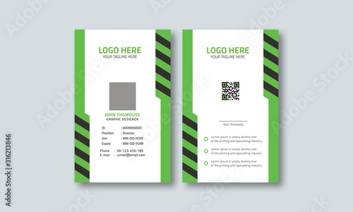 Corporate green id card template layout photo