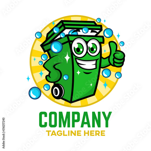 Modern Trash can logo. Vector illustration.