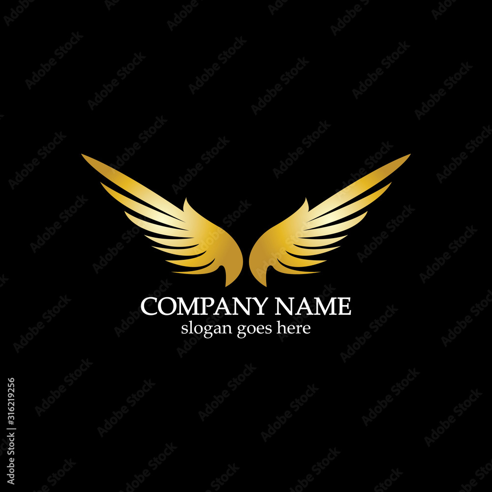 Obraz premium wings gold logo vector illustration template-vector
