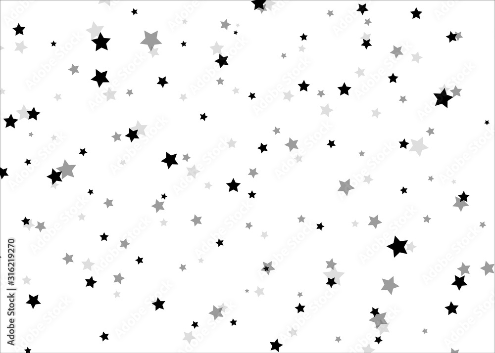Obraz premium Stars on a white background. Black star shooting with an elegant star.Meteoroid, comet, asteroid, stars.