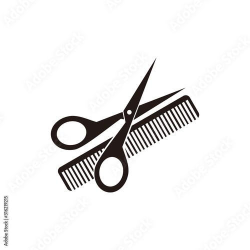 Scissor and comb icon. Barber symbol