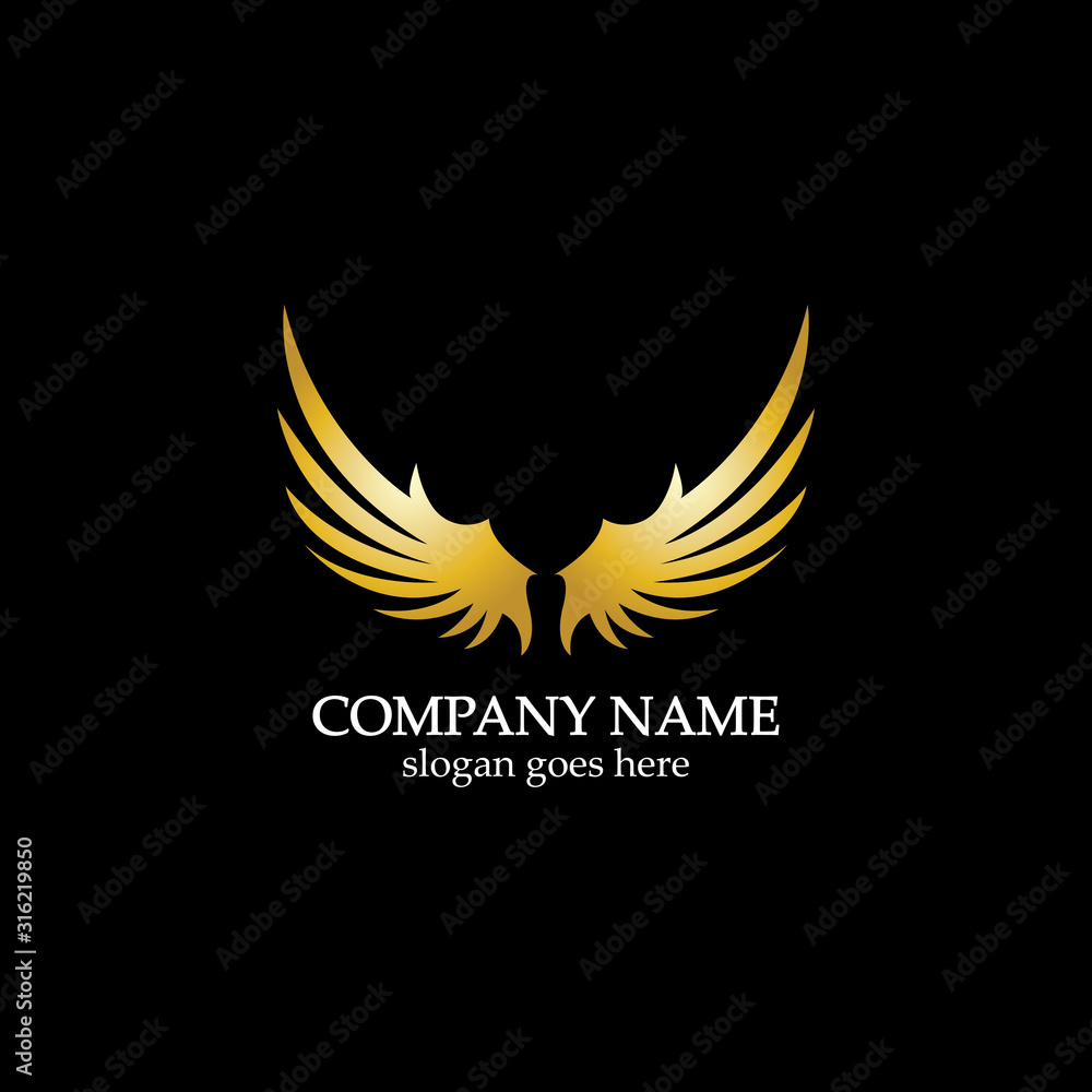Obraz premium wings gold logo vector illustration template-vector